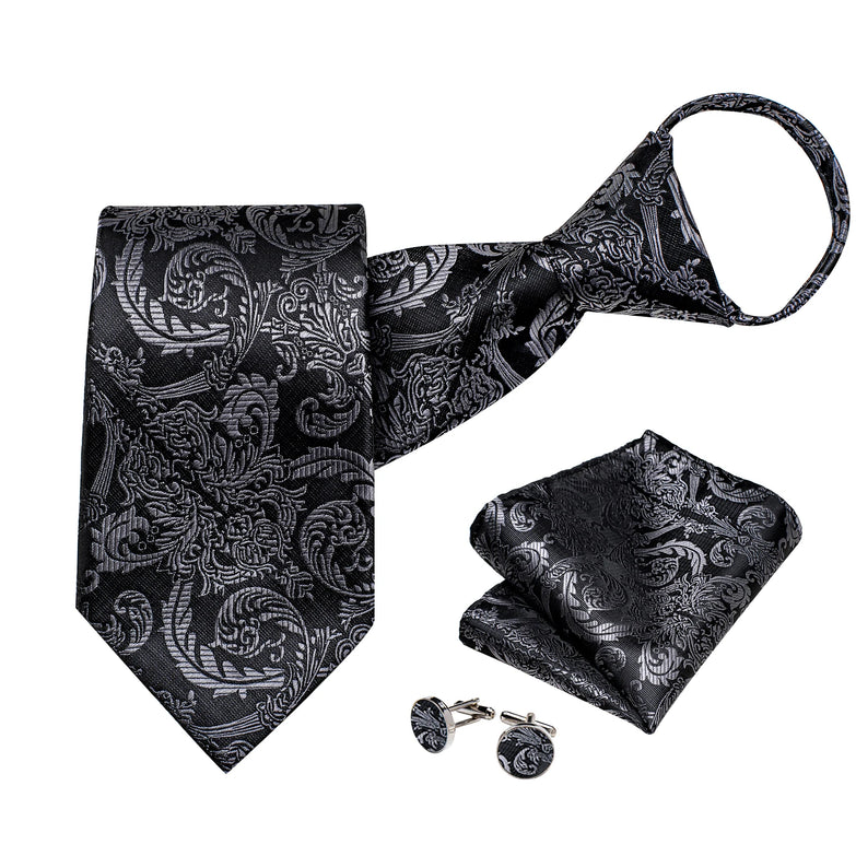 Cravate Pré Nouée Noire Baroque