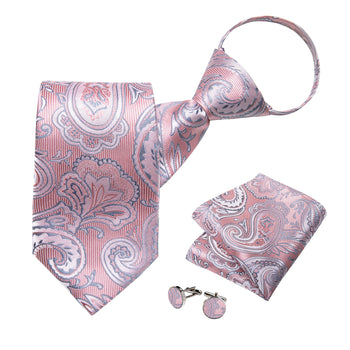 Cravate Pré Nouée Rose et Argent Baroque