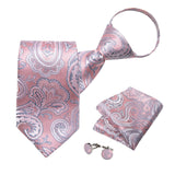 Cravate Pré Nouée Rose et Argent Baroque