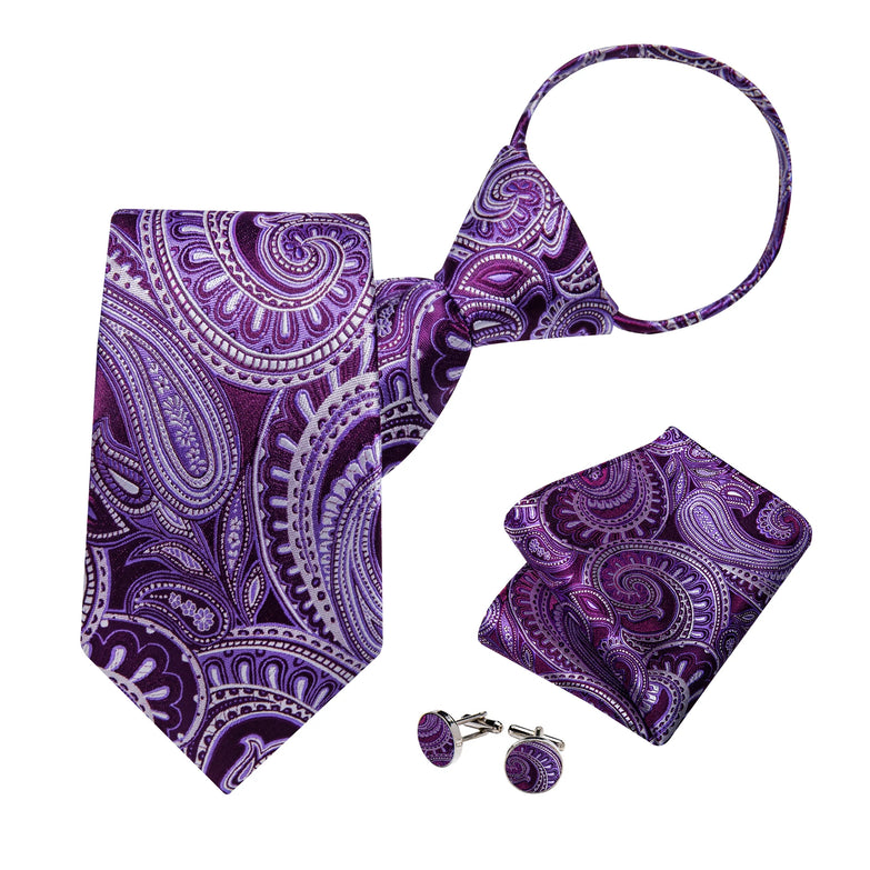 Cravate Pré Nouée Violette Motif Paisley