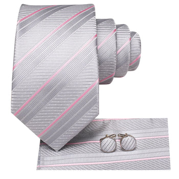 Cravate Rose et Grise Pack Prestige