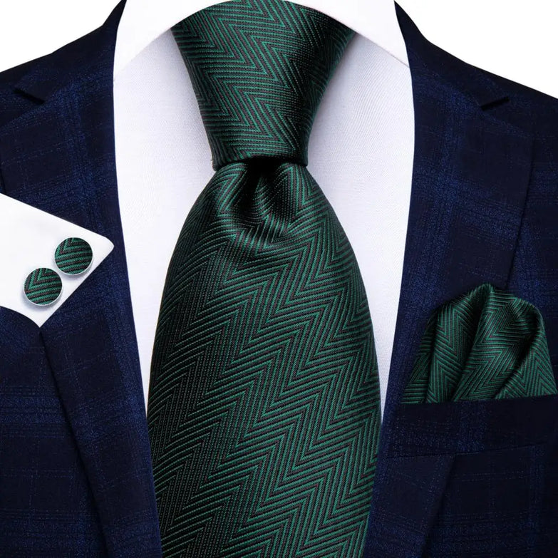 Cravate Vert Sapin a Chevrons
