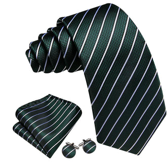Cravate Vert et Blanc Rayée