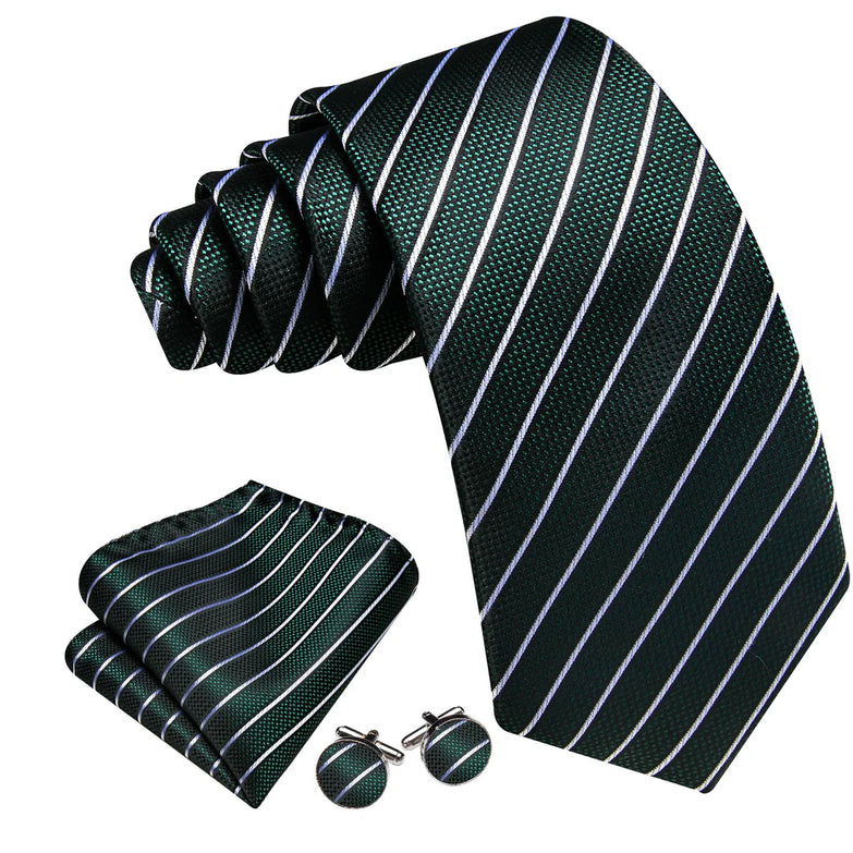 Cravate Vert et Blanc Rayée