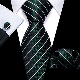 Cravate Vert et Blanc Rayée