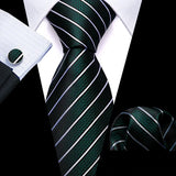 Cravate Vert et Blanc Rayée