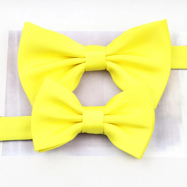 Ensemble Nœud Paillon père et fils Jaune