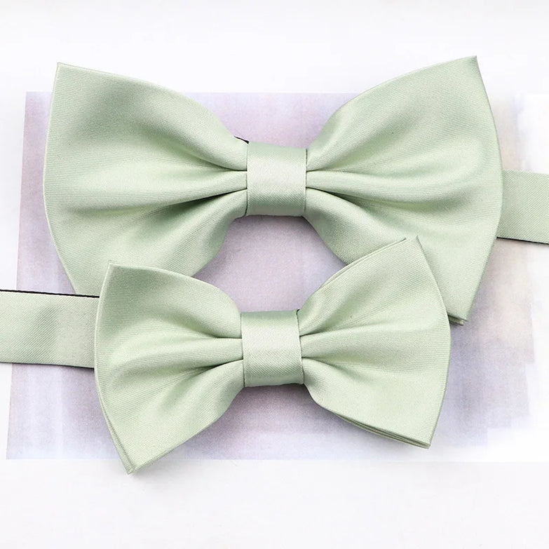 Ensemble Nœud Paillon père et fils Vert Sauge