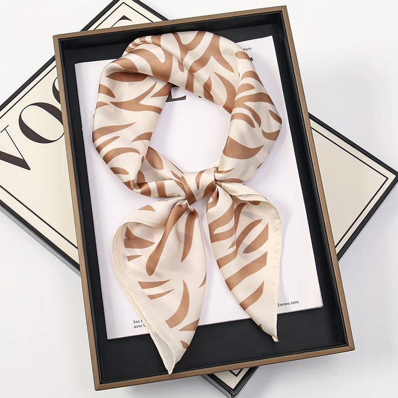 Foulard en Soie Beige et Marron