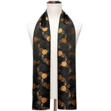 Foulard en Soie Noir à Fleurs Or
