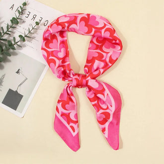 Foulard en Soie Rose à Cœur