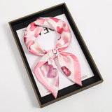 Foulard en Soie Rose et Blanc Love