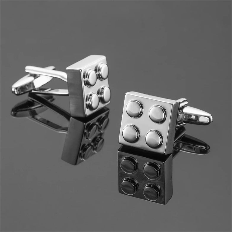 boutons de manchette Lego argent