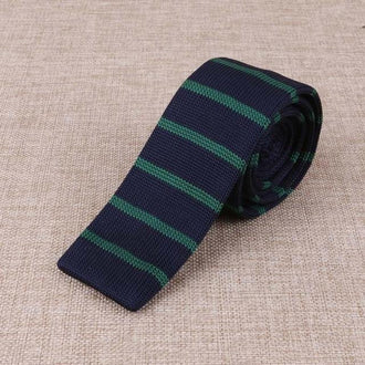Cravate en Tricot Bleu Marrine & Vert - Cravate Prestige