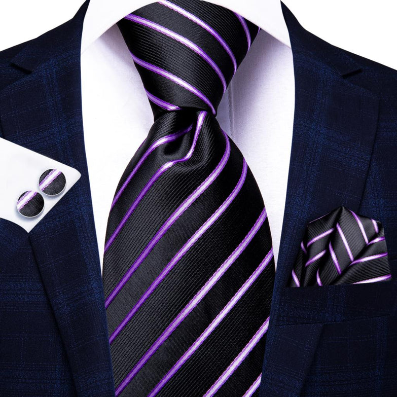 Black and Purple Slim Tie Prestige Pack