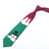 Cravate de Noël Bonhomme de neige rouge & Vert