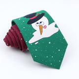 Cravate de Noël Bonhomme de neige rouge et Vert