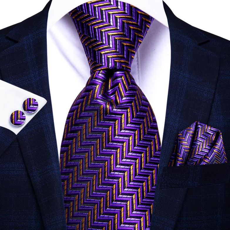 Gold and Purple Woven Tie