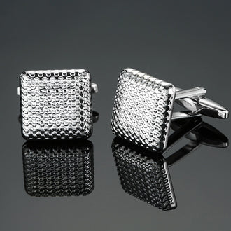 Boutons de Manchette Argent Épuré