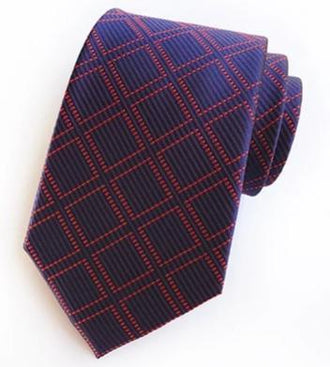 Cravate à Carreaux Bleu nuit et Rouge - Cravate Prestige