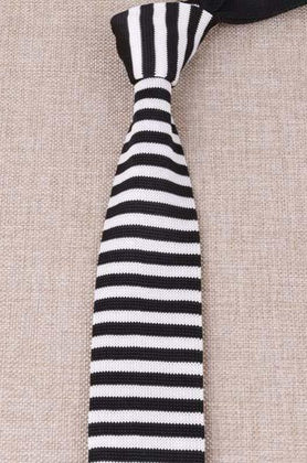 Cravate en Tricot Noir et Blanc - Cravate Prestige