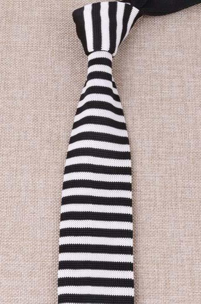 Cravate en Tricot Noir et Blanc - Cravate Prestige