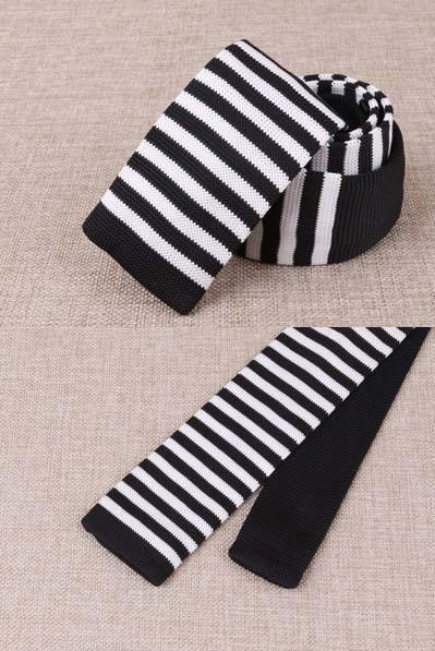 Cravate en Tricot Noir et Blanc - Cravate Prestige