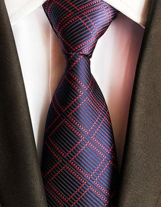 Cravate à Carreaux Bleu nuit et Rouge - Cravate Prestige