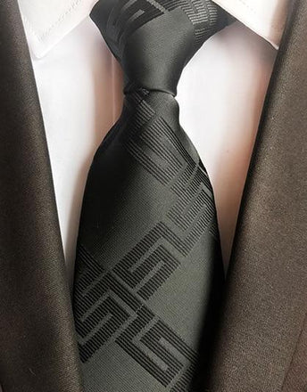 Cravate à Carreaux Noire à Motifs - Cravate Prestige