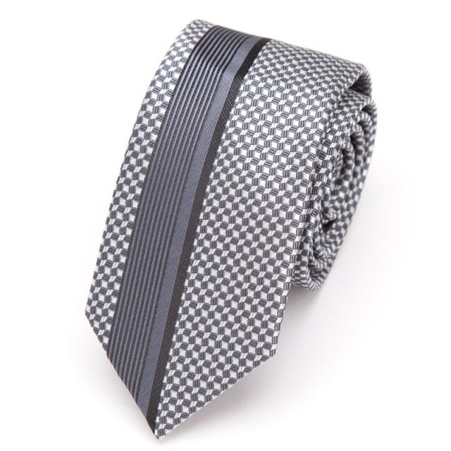 Slim Fancy Grey Checkered Tie
