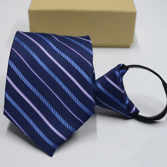 Cravate Pré-nouées Bleu Rayée & Violet Duo - Cravate Prestige