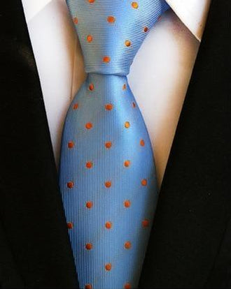 Cravate Bleu à Pois Orange - Cravate Prestige