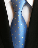 Cravate Bleu à Pois Jaune - Cravate Prestige