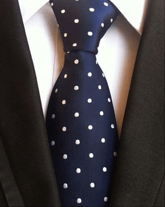 Cravate Bleu Foncé à Petit Pois Blanc - Cravate Prestige