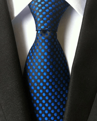 Cravate Noir à Pois Bleu - Cravate Prestige