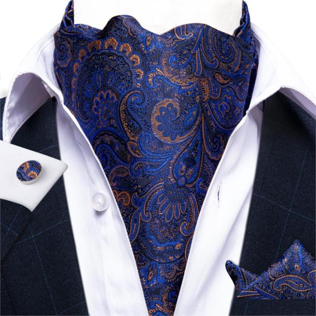 Blue Paisley Patterned Ascot Tie