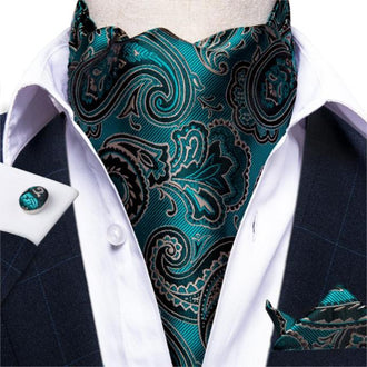 Green Paisley Patterned Ascot Tie