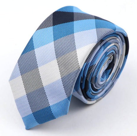 Cravate à Carreaux Bleu Clair et Blanc