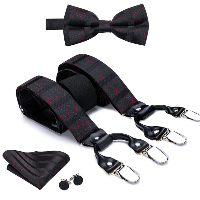 Black Bow Ties and Suspenders with Red Polka Dots