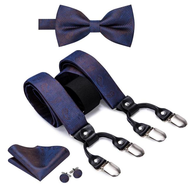 Nœud papillons et Bretelles Bleu Foncé Paisley